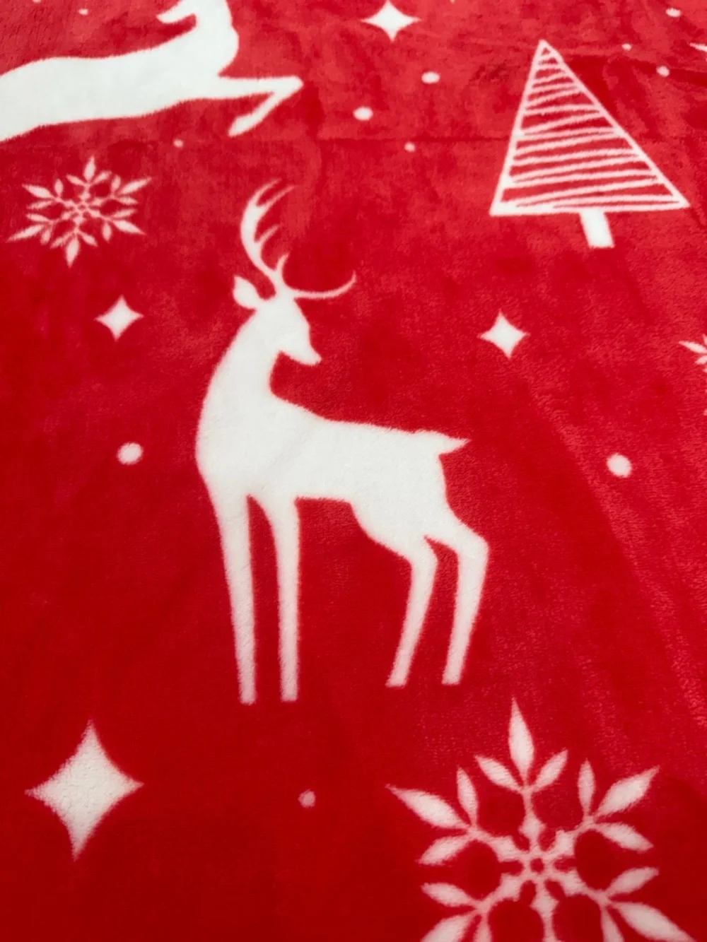 Red Holiday Reindeer Plush Throw Blanket 56x49